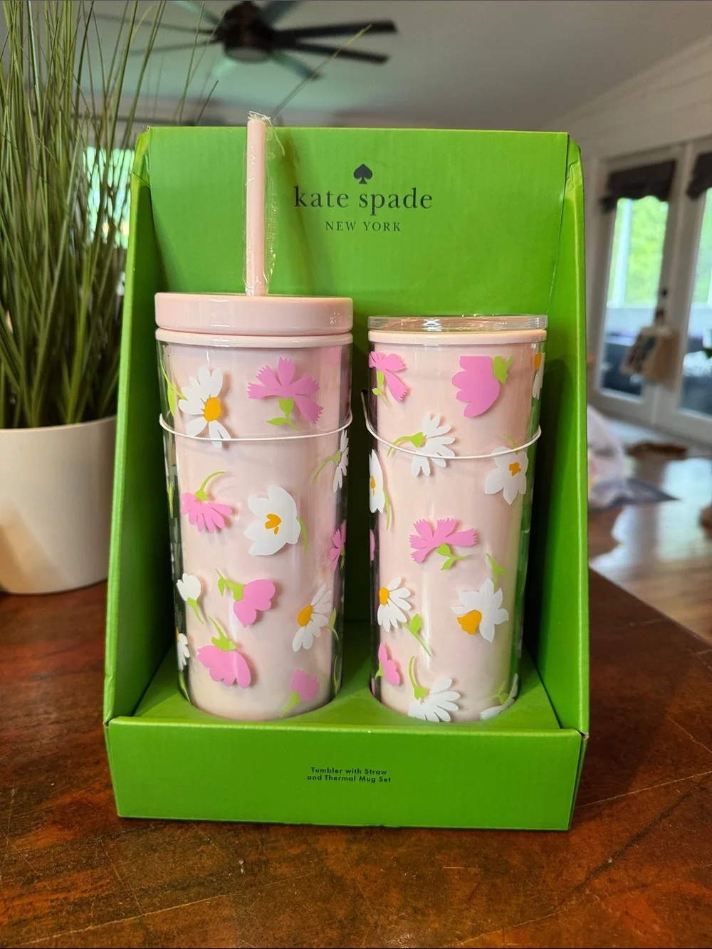 kate spade Pink Floral Tumbler and Thermal Cup Set